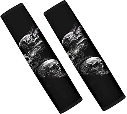 Jeiento Cool Skull Sicherheitsgurtbezug für Damen und Herren, 2 Packungen weiche Auto-Sicherheitsgurt-Pad-Abdeckung Neopren Sicherheitsgurt Schulterpolster
