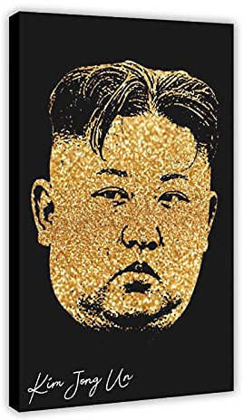 Kim Jong Un Poster, Portrait-Kunst, Leinwand, Wandkunst, Deko, Bild, Gemälde für Wohnzimmer, Schlafzimmer, Dekoration, Rahmen: 60 x 90 cm