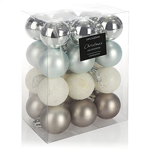 com-four® 24x Weihnachtskugel - Christbaumkugeln aus Kunststoff für Weihnachten - Baumschmuck für den Christbaum - Christbaumschmuck