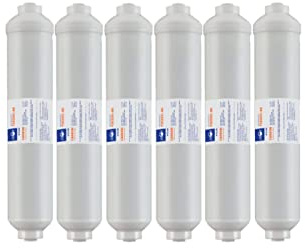 Swan Inline Aktivkohle mit Silber Ionen Wasserfilter antibakteriell 10 Zoll für Umkehrosmose, Filtersystem, Kühlschrankfilter (externe), ¼“ Zoll (6,35 mm) Anschluss, 6 Stücke