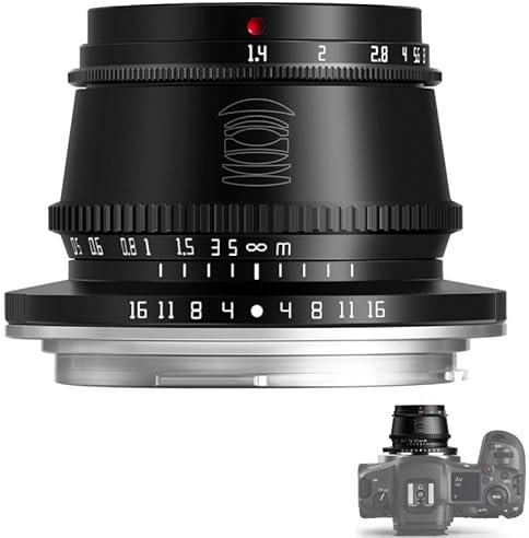 TTArtisan Obiettivo F1.4 da 35 mm, obiettivo APS-C, messa a fuoco manuale per Canon EOS RF-Mount EOS R RP R5 R6 (nero).