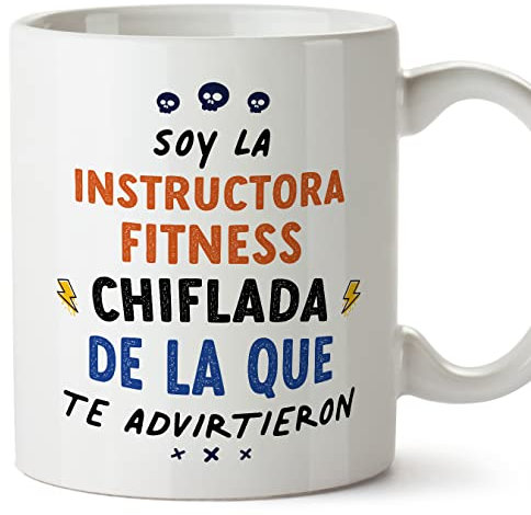 MUGFFINS Tazas para INSTRUCTORA FITNESS mujer - En Español - Todos te advirtieron - 11 oz / 330 ml - Regalo original y divertido