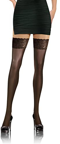sesto senso Calze Autoreggenti Collant 8 Denari Trasparenti Lisce con Silicone Donna