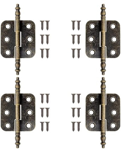 Rifrpha 4 Stück Scharniere Schranktür Antik Messing Retro Türscharniere 70 * 35mm Bronze Mini Scharniere für Schranktüren Messing Faltstoß Scharniere mit 24 Schrauben für Schmuckkästchen, Schränke