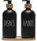 FEILANDUO Glass Soap Dispenser Set, Kitchen & Bathroom Dispenser with Bamboo Pump and Soap Tray, Farmhouse Home Decor (2pcs Black)