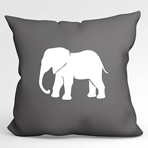 Huuraa Sofakissen Elefant Silhouette Geschenk 40x40cm mit Füllung Steel Grey Baumwolle Elefant Mitbringsel