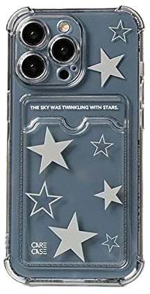 for iPhone 13 Pro Max Case Cover, Korean Y2K Star Soft Case with Card Slot Holder Cute Kawaii Transparent Protective Shockproof Back Cover for iPhone 13 Pro Max (for iPhone 13 Pro Max)