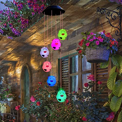 Riaxuebiy Solar Kuh Lichterketten Kuh Dekoratives Nachtlicht Garten Windspiel für Terrasse Weihnachten Urlaub Hochzeit Kinderzimmer Dekoration (Solarbetriebene-Farbwechsel-6LEDs)