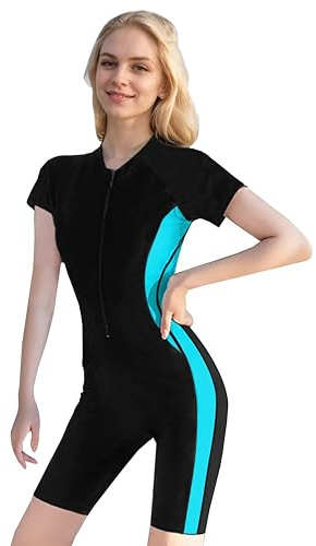 Femmes Zip Up Surfwear Maillot de Bain à Manches Longues Maillot de Bain Récréatif Une Pièce Rash Guards