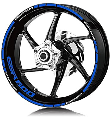 HIMNIL wasserdichte Rad-Aufkleber Für Motorradreifen Mit Reflektierenden Streifen Für Suzuki GSR600 GSR 600 Felgenaufkleber (Color : Blu)