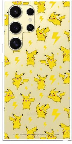 Schutzhülle kompatibel mit Samsung Galaxy S24 Ultra Offizielle Pokémon Pikachu Muster zum Schutz Ihres Handys. Flexible transparente Silikonhülle, offizielle Pokémon-Lizenz
