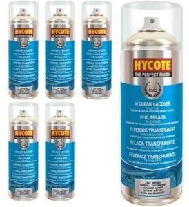 Hycote Double Acrylic Spray Paint, Clear Lacquer, 400 ml (Pack of 6)