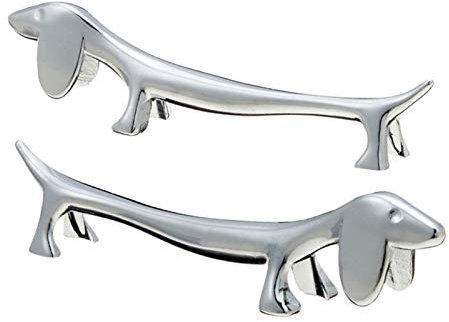 Lot de 2 porte-couverts en forme de petit chien - En acier inoxydable - Pour couverts, couverts, couteaux