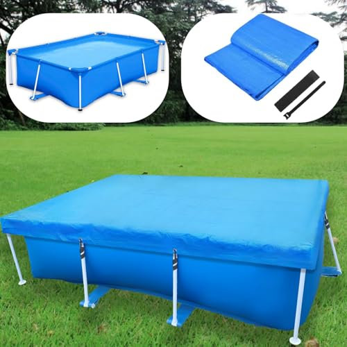 220 x 150 cm Cubierta de piscina Rectangular con cuerda para al aire libre sobre el suelo Piscina Invierno y verano Cubiertas de piscina Resistente al polvo Durable