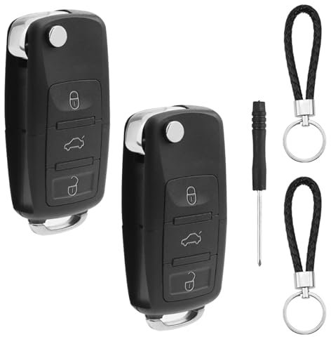 Getyjoe Carcasa de Llave de Coche 3 Botones Carcasa Mando Llave Mando a Distancia para Coche Compatible con VW Jetta Golf MK6 Passat Beetle Skoda Octavia Tiguan Beetle Seat Polo B5 (2 Paquetes)