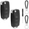 Getyjoe Guscio per Chiave Telecomando Auto Guscio Cover Chiave 3 Tasti con 2 Portachiavi Compatibile per VW Jetta Golf MK6 Passat Beetle Skoda Octavia Tiguan Beetle Seat Polo B5 (2 Pezzi)
