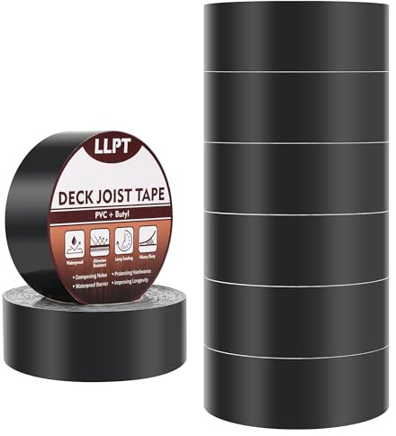 LLPT Balkenband für Terrassendielen | Schutzband für Balken und Träger | Robustes Wasserdichtes Butyldichtmittel | für Holzdecks Dachbalken und Gebäudeträger (JDT250P8) | 8 Packungen | 50 mm x 15 m