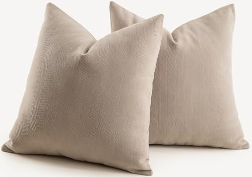 Mandioo 2er Set Kissenbezug 50x50 cm Graubraun Chenille Kissenbezüge weich Gemütlich langlebig modern Zierkissenbezug Dekokissen Kissenhülle für Sofa Wohnzimmer Schlafzimmer