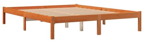 HETFTJN Single Bed/Ehebett Einzelbetten/Doppelbett Bettgestell Outdoor Bett - Massivholzbett Wachsbraun 160x200 cm Kiefer für Schlafsaal Schlafzimmer Gästezimmer Hotel