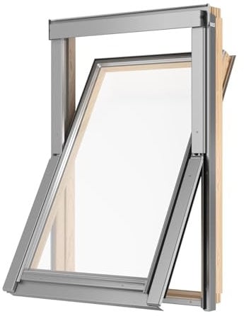 VKR Gruppe 78 x 118 cm Dachfenster aus Holz hergestellt von RoofLITE+ | Fenster mit 2-fach Verglasung | inkl. Eindeckrahmen für Dachziegel (bis 50 mm) + Dämm- & Anschluss-Set)