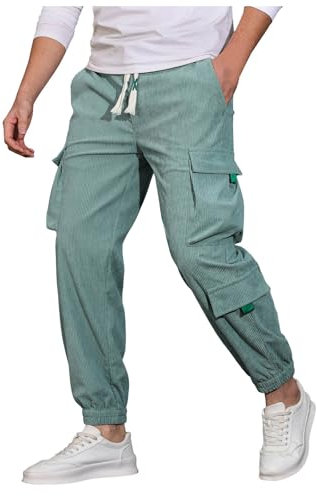 Cargohose Herren Arbeitshosen Männer Cargo Hosen Freizeit Einfarbig Pants Bequeme Stoffhose Mehrere Taschen Baggy Leichte Freizeithose mit Gummizug Locker Outdoorhose Trainingshose Jogginghose