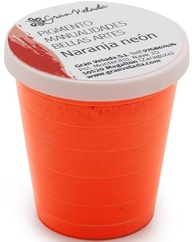 Pigment en poudre orange fluo pour travaux manuels | Pour créer des peintures à l'huile, aquarelles et acryliques | Haute intensité des couleurs et facilité d'utilisation | Particules insolubles | 30