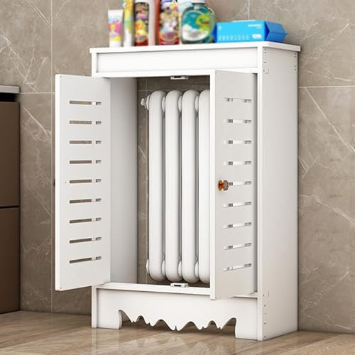 YUGXTH Radiator Cover Cabinet Shelf, Modern Radiator Cover Grill Shelf Cabinet, with 2 Doors and Modern Vertical Grill Slats, Heating Cover Storage Organizer Cabinet, for Home Living Room(L100xH80xW25