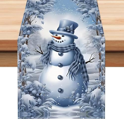 CGVG Weihnachten Tischläufer Wintermode Tischläufer wiederverwendbare Weihnachten Tischdekoration für Zuhause Küche Party Hochzeit im freien (blau)