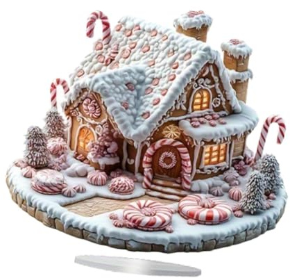 Perfeclan Weihnachtshäuser, 2D-Ornament, Lebkuchenhaus, Sammlerstück, Kunsthandwerk, Statue, Tischskulptur für den Schreibtisch, Bauernhaus, Schlafzimmer