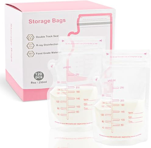 YARVPUV 120 Pièces Sachets Conservation Lait Maternel 250ml Sac Congélation Lait Maternel Double Fermeture Étanche Sac Lait Maternel Congelation Matériau Alimentaire Sans BPA