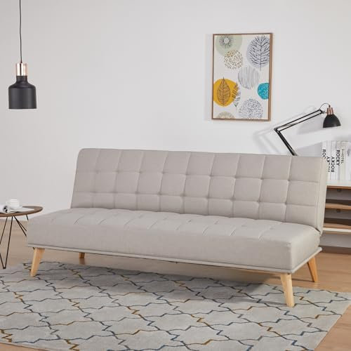 [en.casa] Schlafsofa Pukkila 3-Sitzer Sofa mit Schlaffunktion Schlafcouch Polstersofa 180 x 86 x 81 cm Loungesofa Klappsofa Sofabett mit Holzgestell Bettcouch Gästebett klappbar Bettsofa Hellgrau