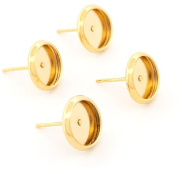 Vintageparts Ohrstecker aus Messing mit 8 mm Fassung 24K Goldbeschichtung
