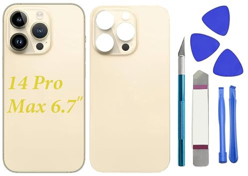Reemplazo de la cubierta del vidrio trasero 14 Pro Max para iPhone 14 Pro Max Reemplazo del vidrio trasero de 6.7 '' con kit de herramientas de reparación (Oro)