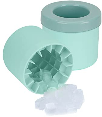 Zylinder-Silikon-Eiswürfelformen, leicht zu lösen, Eiswürfelformen für Cocktails, Whiskey, Kaffee, Getränke, tragbarer Eiskübel-Maker mit Quetsch-Design (2, Blau, M)
