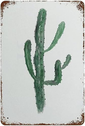 Antikes Blechschild mit Kaktus-Aquarell, Metallposter, Kakteen, botanische Eisengemälde, Dekor, Hasenohren, Opuntien, Sukkulenten, Küchen-Wandkunst-Dekor, 30,5 x 40,6 cm