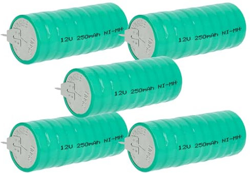 vhbw 5x NiMH replacement button cell battery tab type V250H 250mAh 12V suitable for model building batteries, solar lights etc.