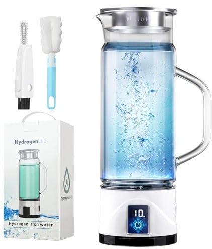 IUHFSIFS 8.0 Upgrade 1L Hydrogen Water Bottle【PE and PEM Technology】Large Capacity Hydrogen Rich Water Machine with Touch Control LED Display，Suitable for Home Office Picnic Use