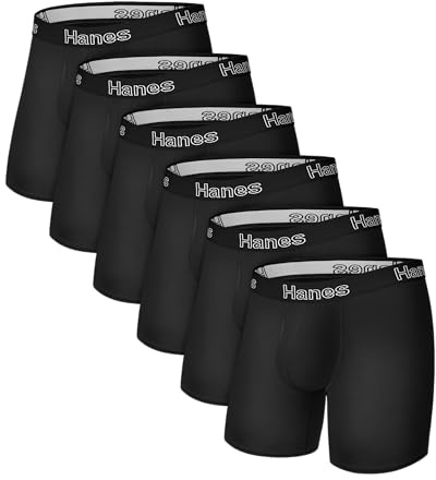Hanes Underklädes-set, stretchbomull, boxershorts för män, fukttransporterande, 12-pack, svart, stor