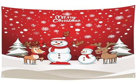Frohe Weihnachten Muster – Druck Festival Hintergrund Banner – einseitiges Polyester mit Metallösen für Veranstaltungen im Freien, Weihnachtsmärkte & Partys
