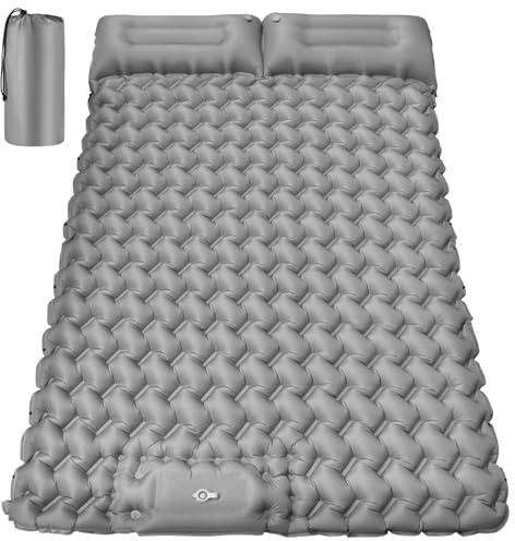 FORRINX Isomatte Camping 2 Personen 9CM, 200x130CM Aufblasbare Luftmatratze Doppel Ultraleicht Campingmatratze Wasserdicht Luftzellenmatte für Outdoor, Wandern, Zelt, Strand