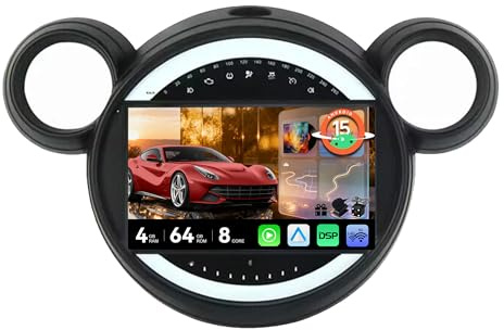 MSD Autoradio für BMW Mini Cooper R56 R60 (2007-2014) | 4G+64G,Octa-Core - Android 15 GPS Navi Radio | CarPlay Android Auto Lenkradsteuerung Dual-Band WiFi DSP DAB | Rückfahrkamera | 2 Din 9 Zoll