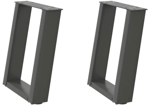 QJBSAVVA 2er Set Couchtischbeine U-Form aus Stahl, Tischgestell Anthrazit 28x(42-43) cm für DIY Couchtische und Bänke, stabile Metallbeine mit verstellbaren Nivellierfüßen