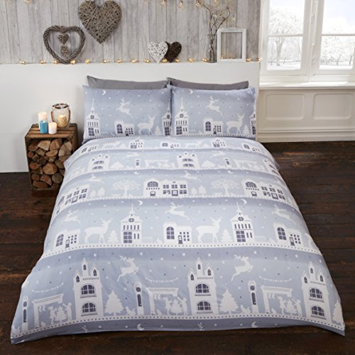 Rapport Reindeer Road 100% Brushed Cotton Duvet Set, Superking - Silver