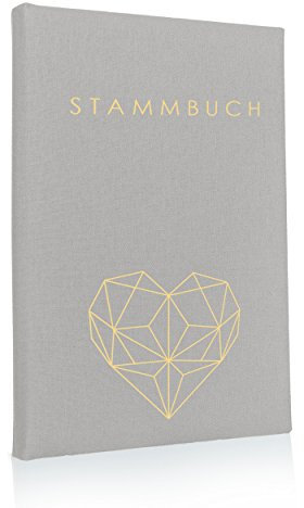Hochzeitideal – Stammbuch der Familie Serie Geometric hellgrau 21,0 cm x 15,0 cm - Buchbinderleinen Hochzeit - Familienbuch Standesamt mit 6-Fach Ringmechanik für Urkunden mit Behördenlochung