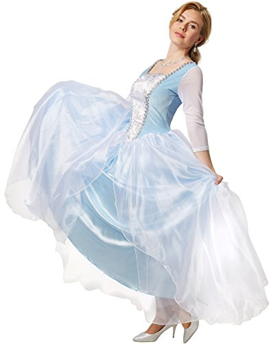 dressforfun Edles Prinzessinnenkleid Cinderella | Ballkleid aus glänzendem Stoff und Überrock aus Tüll (M | no. 301884)