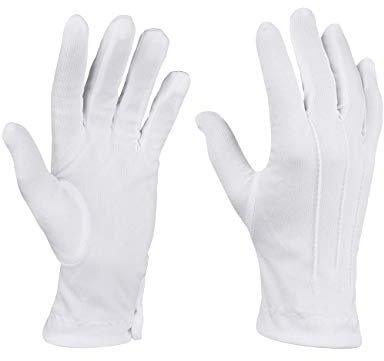 Balinco Weiße Handschuhe in Einheitsgröße mit Druckknopf und Biesen