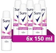 Sure Bright Bouquet Anti-Perspirant Aerosol Women's Deodorant Spray with a strawberry, apricot & vanilla fragrance for 48 hour sweat and odour protection 6x 150 ml
