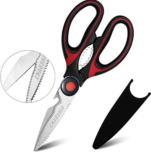 CHANSHIN Heavy Duty Kitchen Scissors - Sharp Multi-Purpose Shears for Chicken, Fish, Meat, Vegetable, BBQ, Flower, Nut