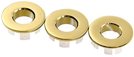 MSemis 3/4 Stück Messing Waschbecken Überlauf Abdeckung Küchenspüle Überlaufblende Edelstahl Ring Küche Waschtisch Badezimmer Bad Becken Ersatz Runde Gold 3 Stück