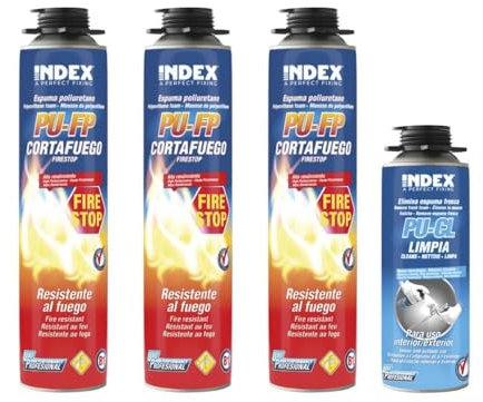 3x Brandschutzschaum B1 750ml inkl. Reiniger, schwer entflammbar, feuchtigkeitshärtend, PU Pistolenschaum Montageschaum Bauschaum, Füll- und Dämmschaum, Dämmstoffkleber